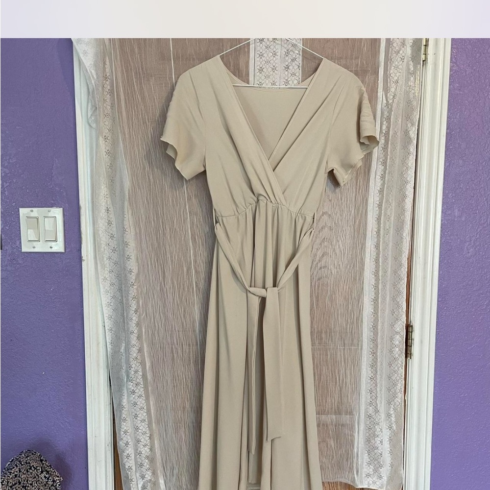 Elegant Cream Wrap Dress